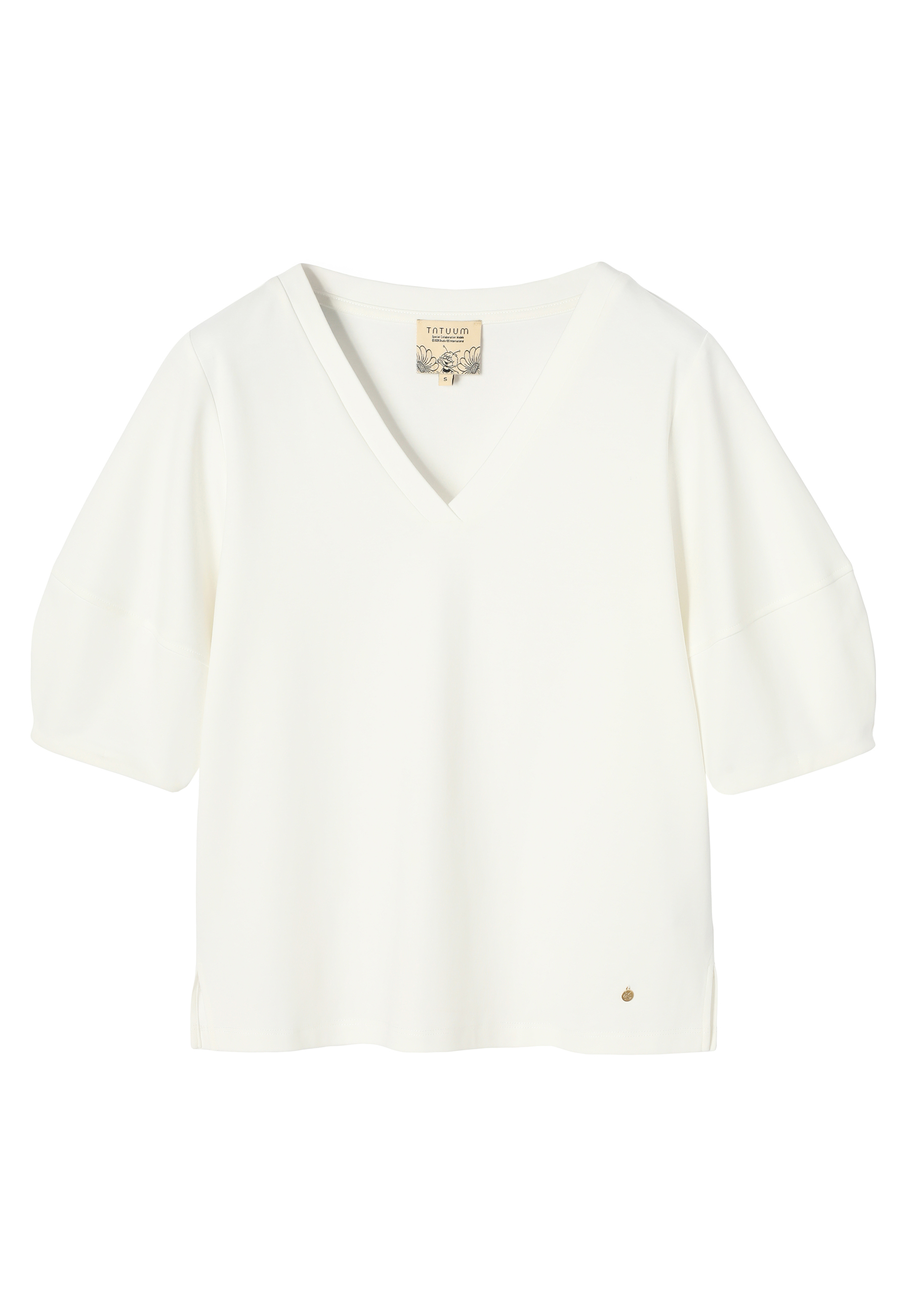 BLOUSE WITH PUFFED SLEEVES - BEESA 1 WHITE 2
