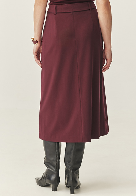 WOVEN MIDI SKIRT WITH BELT - ORMITE 2 RED 2