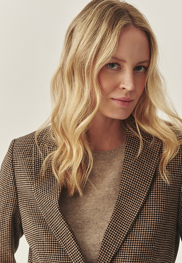 JACHETA DIN LÂNĂ HOUNDSTOOTH - SOMA JACHETA DIN LÂNĂ HOUNDSTOOTH - SOMA BEJ 4