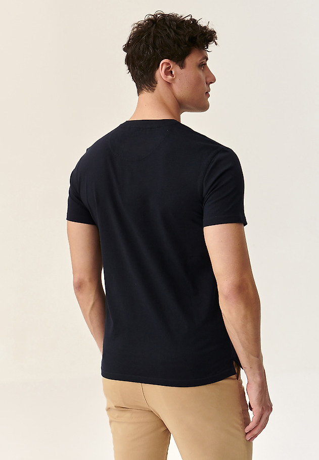 MEN'S POLO SHIRT WITHOUT A COLLAR SIMON 2 MEN'S POLO SHIRT WITHOUT A COLLAR SIMON 2 GRANATOWY 4