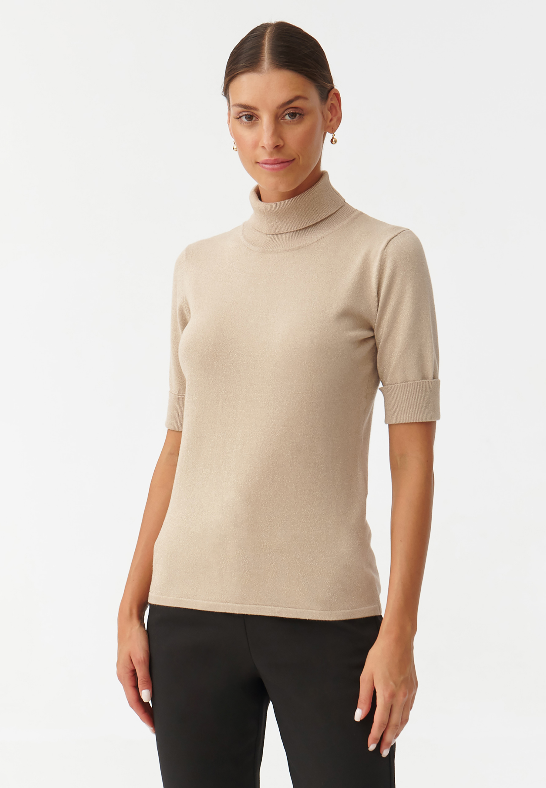 PULOVER DE DAMĂ, METALIZAT, CU GULER ÎNALT LU