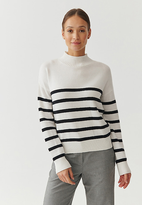 LADIES’ LOOSE STRIPED SWEATER WITH A TURTLENECK PASOLI MULTICOLOR 2