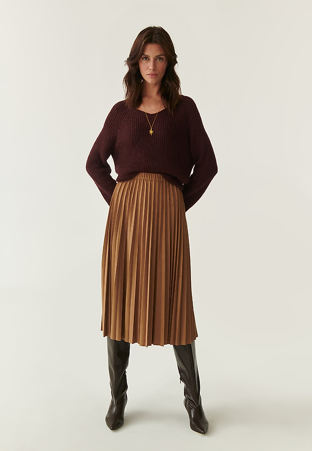 LADIES' PLEATED MIDI SKIRT ALMI 1 LADIES' PLEATED MIDI SKIRT ALMI 1 BEIGE 1