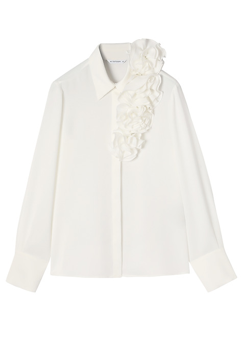 TKANINOWA KOSZULA Z KWIATOWĄ APLIKACJĄ - CRISTAL ECRU 2