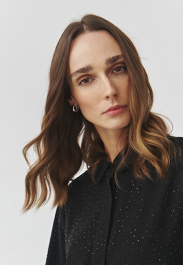 LADIES' WOVEN SHIRT WITH SEQUINS — PATTI LADIES' WOVEN SHIRT WITH SEQUINS — PATTI CZARNY 4