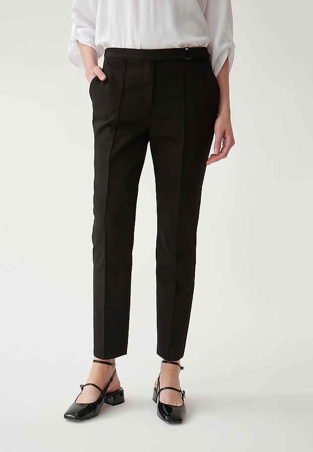 LADIES' FABRIC TROUSERS IN A HERRINGBONE PATTERN JAKINA LADIES' FABRIC TROUSERS IN A HERRINGBONE PATTERN JAKINA BLACK 2
