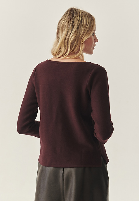 CLASSIC LADIES' JUMPER WITH 3/4 SLEEVES AND POCKETS — ADELLE PURPLE 2