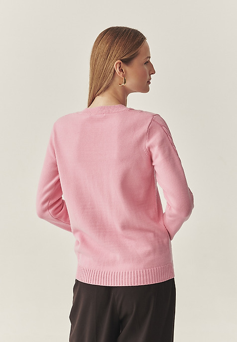 LADIES’ SWEATER IN CABLE KNIT STRUCTURE - WIRA PINK 2