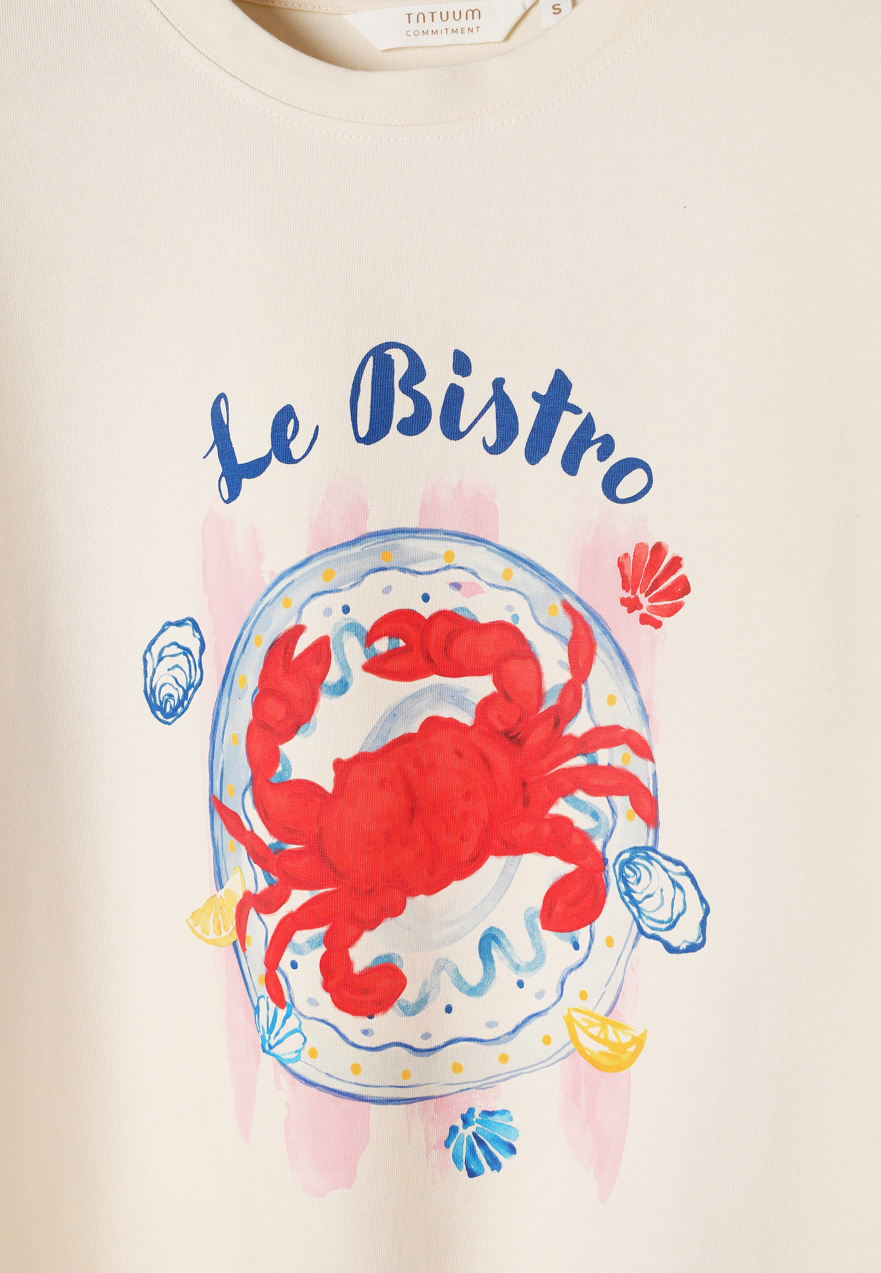 BAWEŁNIANY T-SHIRT Z NADRUKIEM - PLAYA