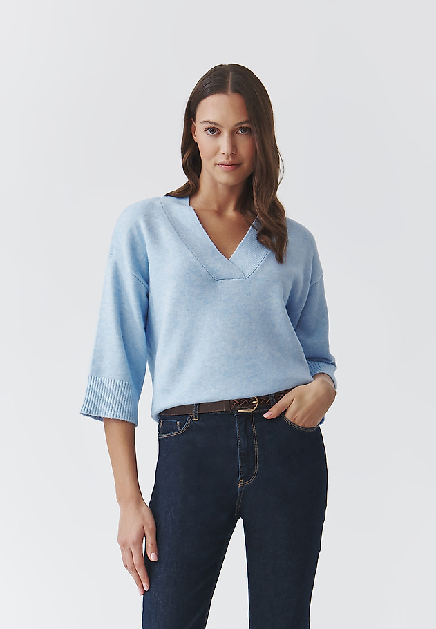 TIMELESS LADIES' JUMPER WITH WIDE SLEEVES — MIU TIMELESS LADIES' JUMPER WITH WIDE SLEEVES — MIU NIEBIESKI 1