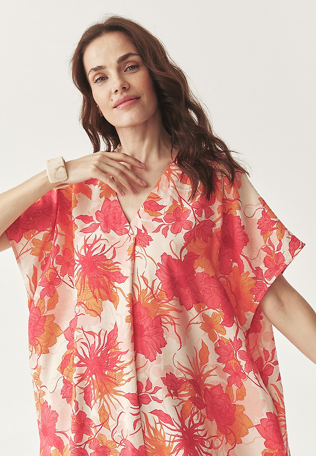 ROCHIE DIN VISCOZĂ CU MODEL - OVORITI ROCHIE DIN VISCOZĂ CU MODEL - OVORITI PORTOCALIU 1