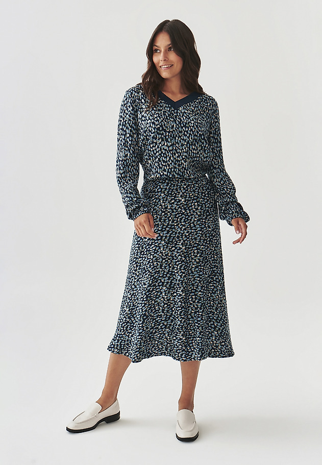 FABRIC DRESS WITH V-NECKLINE - SPLATI FABRIC DRESS WITH V-NECKLINE - SPLATI MULTIKOLOR 1