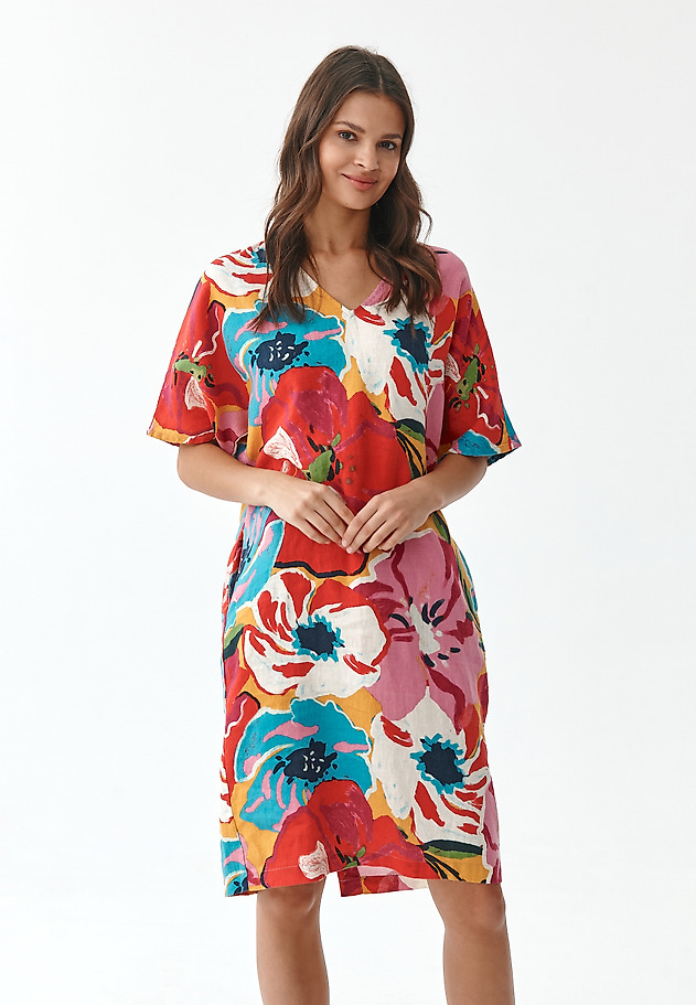 LADIES' PRINTED LINEN DRESS RITALIANA LADIES' PRINTED LINEN DRESS RITALIANA MULTIKOLOR 1