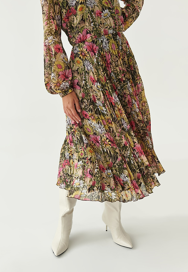 LADIES' CHIFFON MIDI DRESS WITH FLOWERS MARONI LADIES' CHIFFON MIDI DRESS WITH FLOWERS MARONI MULTICOLOR 4