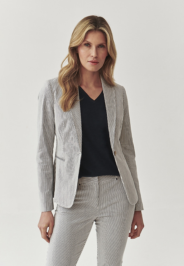 STRIPED FABRIC SINGLE-BREASTED JACKET - KAREMA 3 STRIPED FABRIC SINGLE-BREASTED JACKET - KAREMA 3 MULTIKOLOR 1