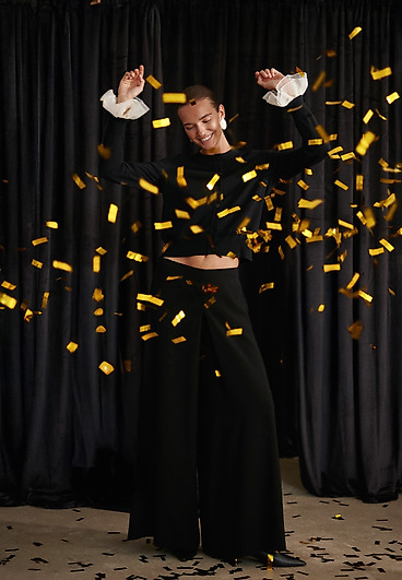 BLACK TROUSERS WITH VERY WIDE LEGS - MARKO BLACK TROUSERS WITH VERY WIDE LEGS - MARKO