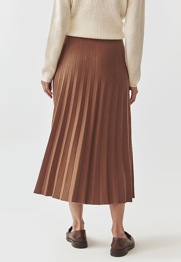 PLEATED MIDI SKIRT IN CHUNKY KNIT FABRIC — WOTO PLEATED MIDI SKIRT IN CHUNKY KNIT FABRIC — WOTO BEŻOWY 3