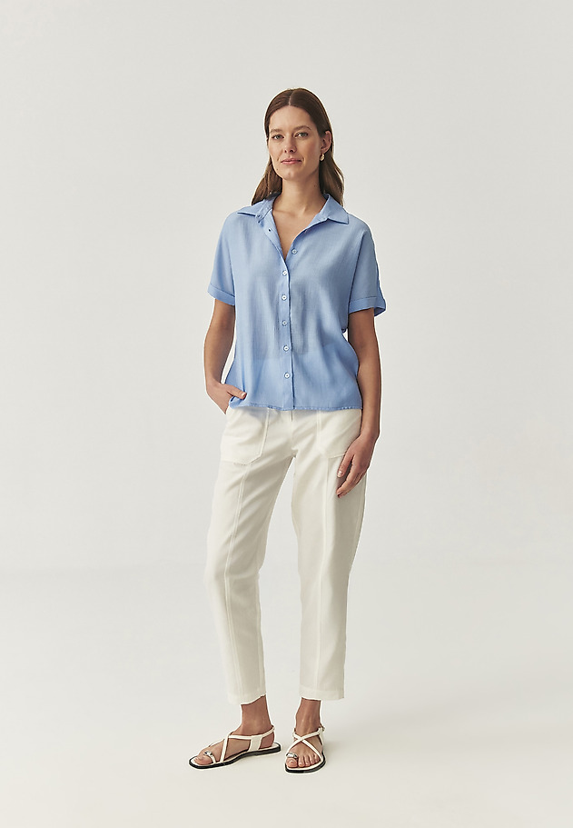 SHORT-SLEEVED WOVEN SHIRT - ZARIA SHORT-SLEEVED WOVEN SHIRT - ZARIA NIEBIESKI 1