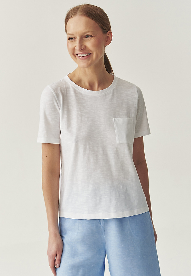 COTTON T-SHIRT WITH POCKET - DELQI COTTON T-SHIRT WITH POCKET - DELQI BIAŁY 1