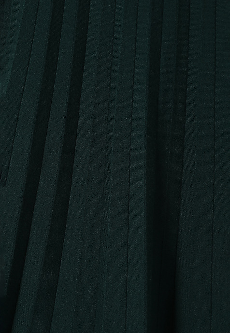 PLEATED MIDI SKIRT IN CHUNKY KNIT FABRIC — WOTO GREEN 2