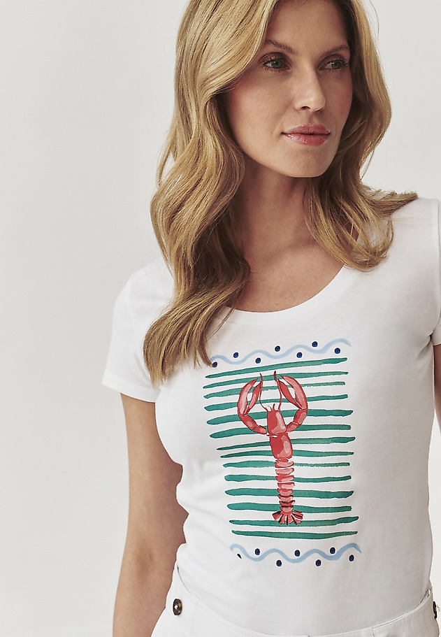 FITTED LADIES’ T-SHIRT IN MARINE PRINT - ANTONIA 2 FITTED LADIES’ T-SHIRT IN MARINE PRINT - ANTONIA 2 BIAŁY 4