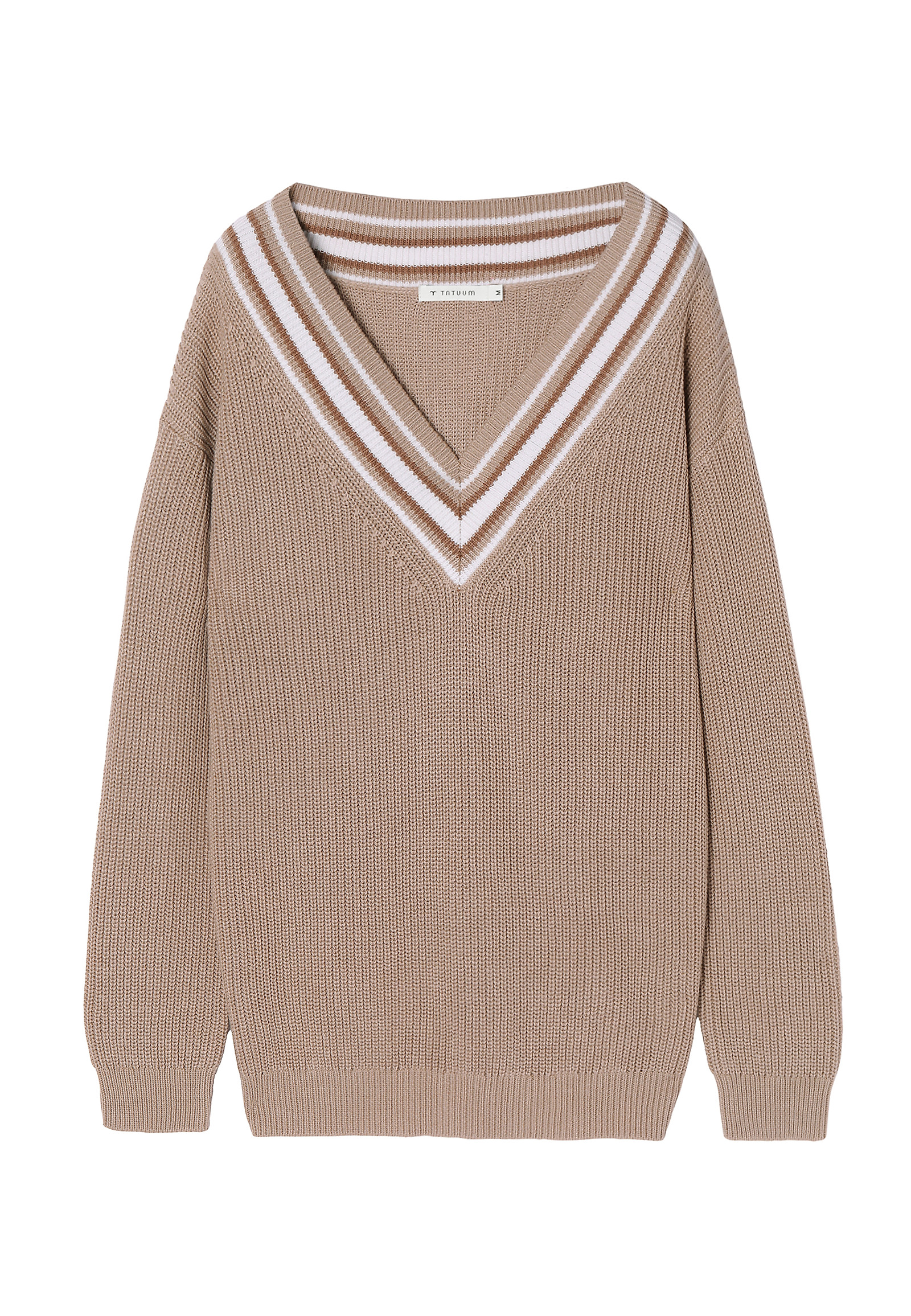 SWETER DAMSKI Z OZDOBNĄ PLISĄ BUNIKO SWETER DAMSKI Z OZDOBNĄ PLISĄ BUNIKO BEŻOWY 85713