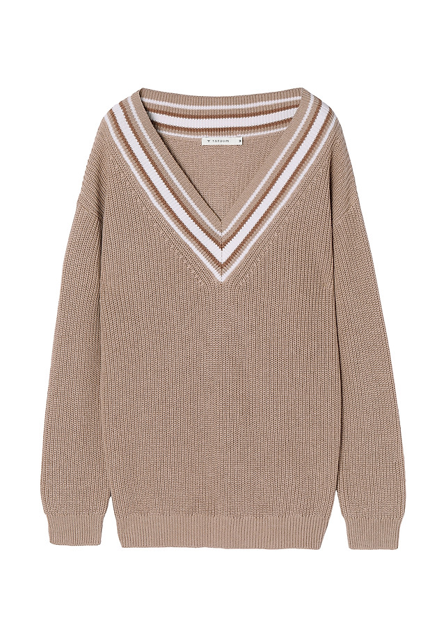 SWETER DAMSKI Z OZDOBNĄ PLISĄ BUNIKO SWETER DAMSKI Z OZDOBNĄ PLISĄ BUNIKO BEŻOWY 5