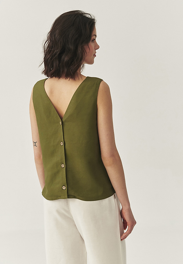 BLUZA IZ LANENIH IN VISKOZNIH MATERIALOV - BIMI BLUZA IZ LANENIH IN VISKOZNIH MATERIALOV - BIMI KAKI 2
