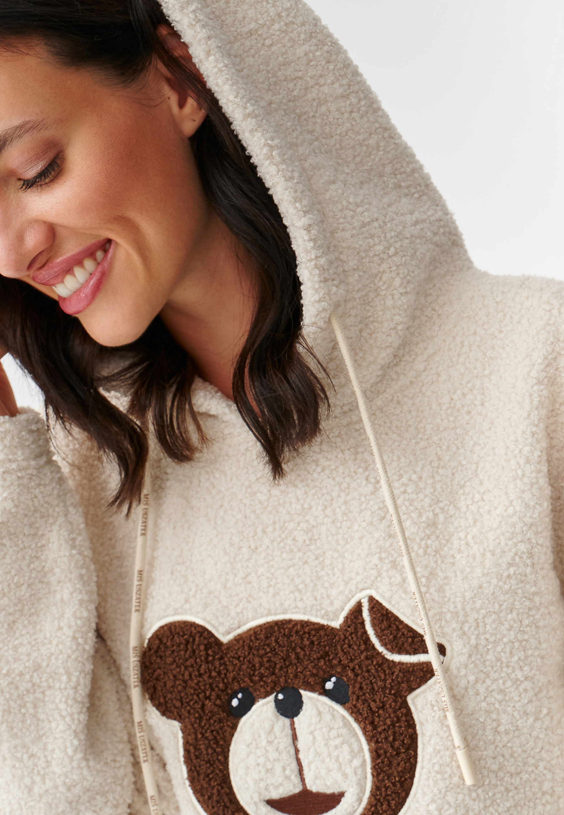 BLUZA DAMSKA TYPU OWIECZKA Z NASZYWKĄ Z MISIEM USZATKIEM MARAKIN WOMEN