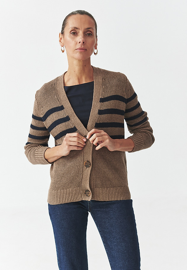 LADIES' CROSS-STRIPED LINEN CARDIGAN — ISABEL LADIES' CROSS-STRIPED LINEN CARDIGAN — ISABEL MULTIKOLOR 9