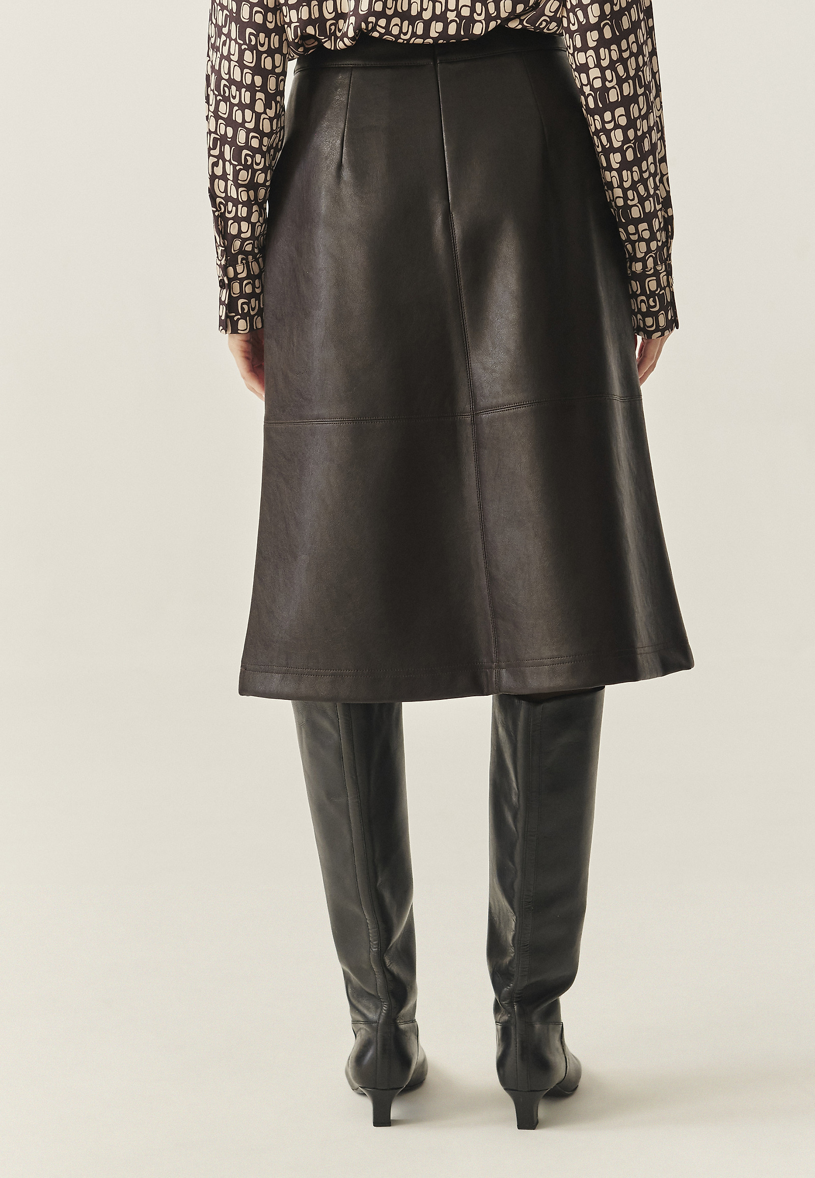 IMITATION LEATHER MIDI SKIRT - SANO IMITATION LEATHER MIDI SKIRT - SANO BROWN 117554