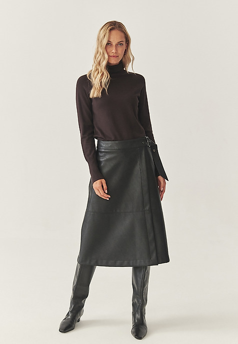 IMITATION LEATHER MIDI SKIRT - SKINO 1 BLACK 2