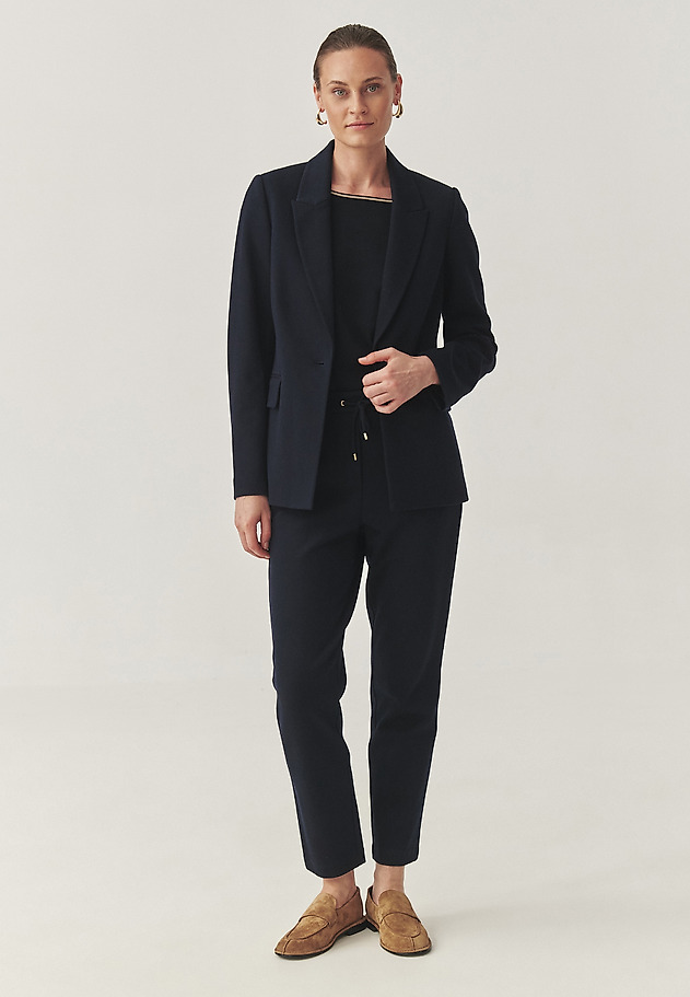 PANTALONI TRICOȚAȚI CU TALIE ELASTICĂ - LILOTI PANTALONI TRICOȚAȚI CU TALIE ELASTICĂ - LILOTI BLEUMARIN 1