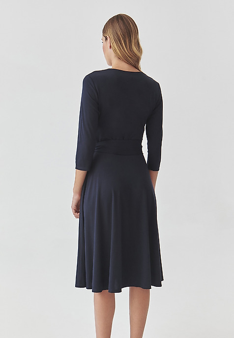 LADIES’ DRESS WITH A V-SHAPED NECKLINE - IGA NAVY BLUE 2