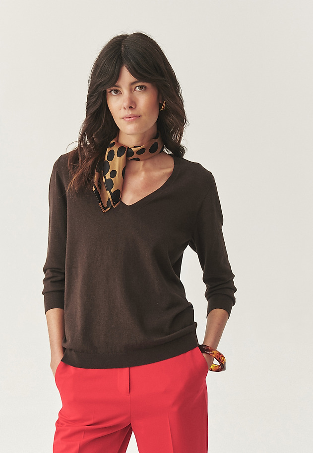 FITTED COTTON JUMPER - VICA FITTED COTTON JUMPER - VICA BROWN 2