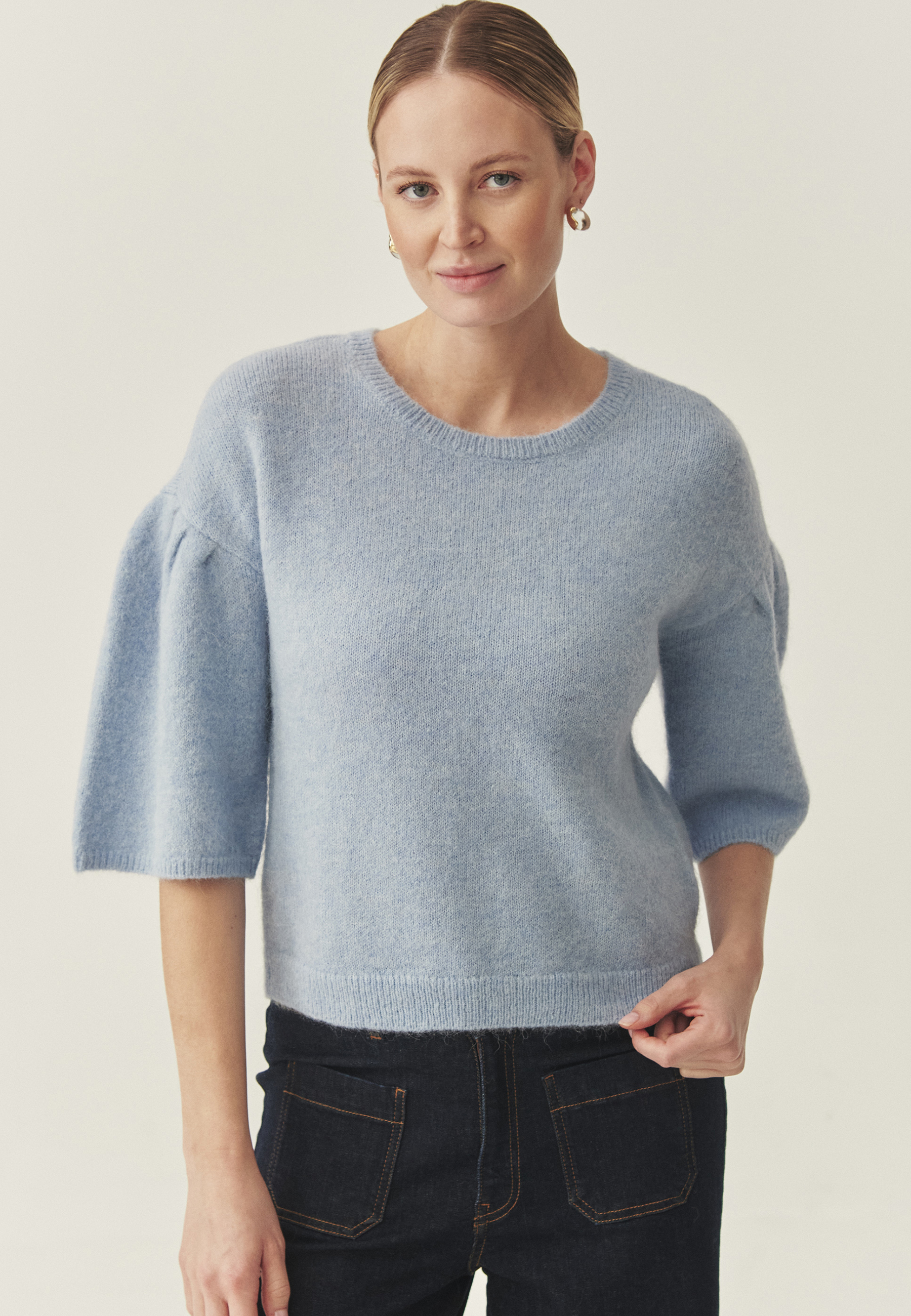 SWETER Z WEŁNĄ I ALPAKĄ - ANDY NIEBIESKI 2