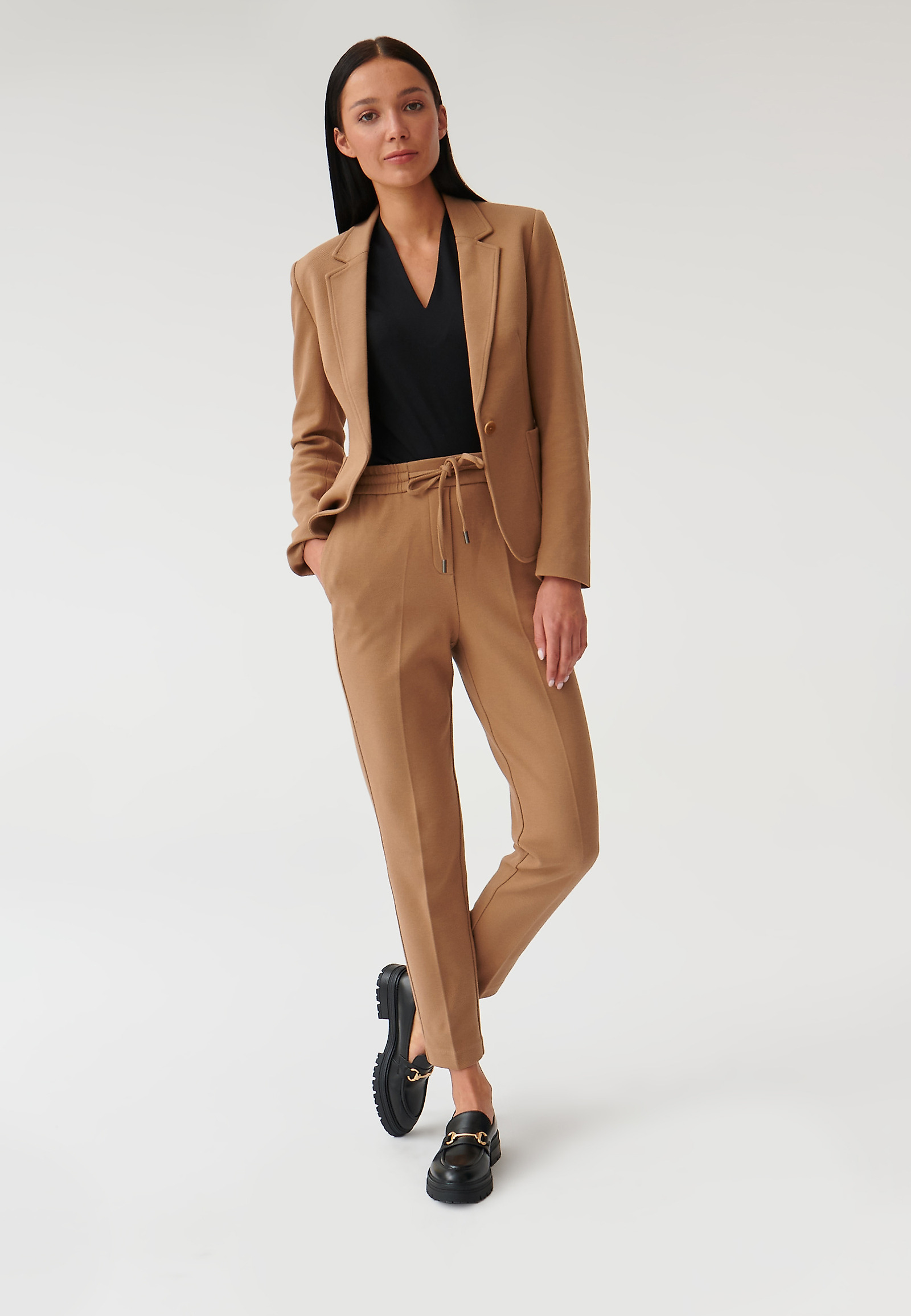 LADIES’ TROUSERS WITH RIBBING IWONE LADIES’ TROUSERS WITH RIBBING IWONE BEIGE 89949