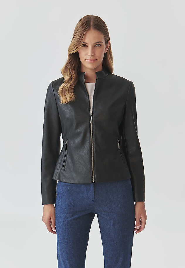 LADIES’ JACKET MADE FROM LEATHER-LOOK FABRIC - BAMI LADIES’ JACKET MADE FROM LEATHER-LOOK FABRIC - BAMI CZARNY 1
