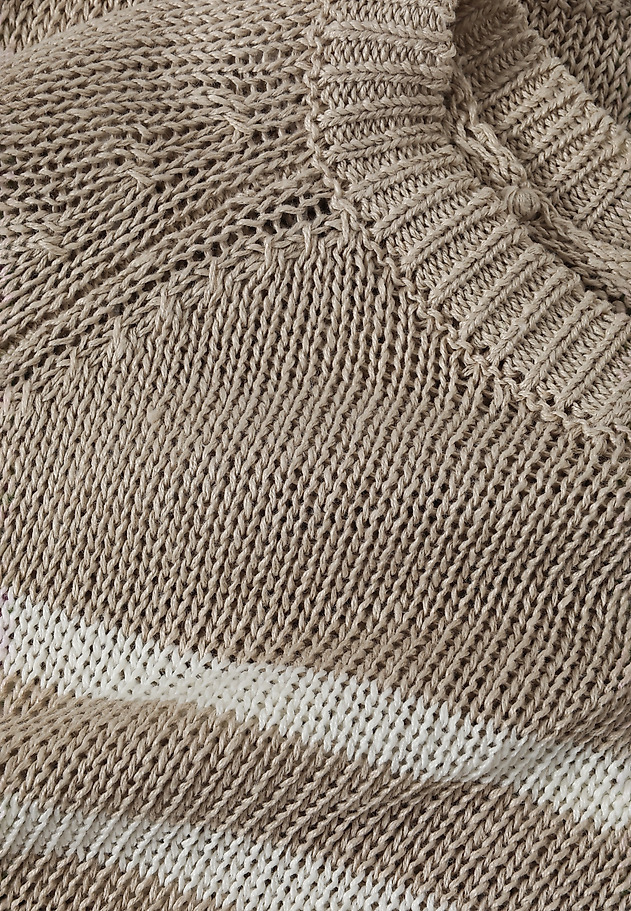 LADIES' LINEN CROSS-STRIPED JUMPER — ELEA LADIES' LINEN CROSS-STRIPED JUMPER — ELEA BEŻOWY 6