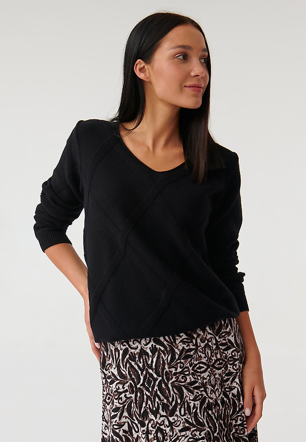 SWETER DAMSKI W ROMBY BUMO SWETER DAMSKI W ROMBY BUMO CZARNY 1