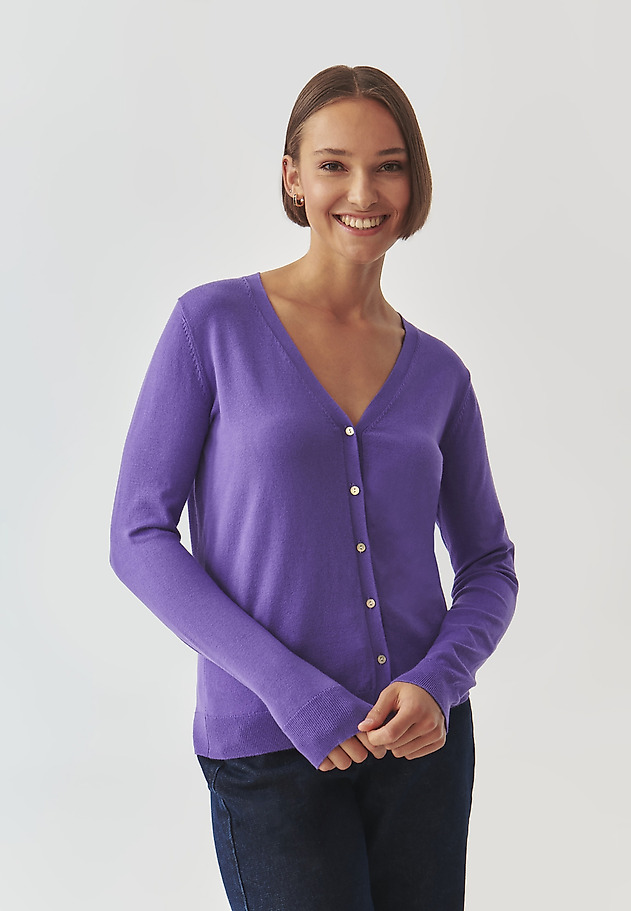 UNBUTTONED LADIES' SWEATER WITH V-NECKLINE - VERA UNBUTTONED LADIES' SWEATER WITH V-NECKLINE - VERA PURPLE 6