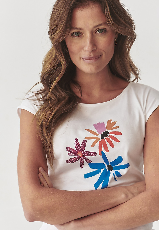LADIES’ FITTED T-SHIRT WITH FLORAL PRINT - AMANDA 5 LADIES’ FITTED T-SHIRT WITH FLORAL PRINT - AMANDA 5 WHITE 4