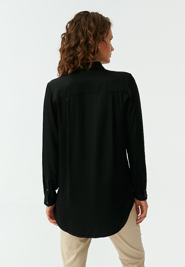 LADIES’ LONG SATIN SHIRT TREALIA LADIES’ LONG SATIN SHIRT TREALIA BLACK 3