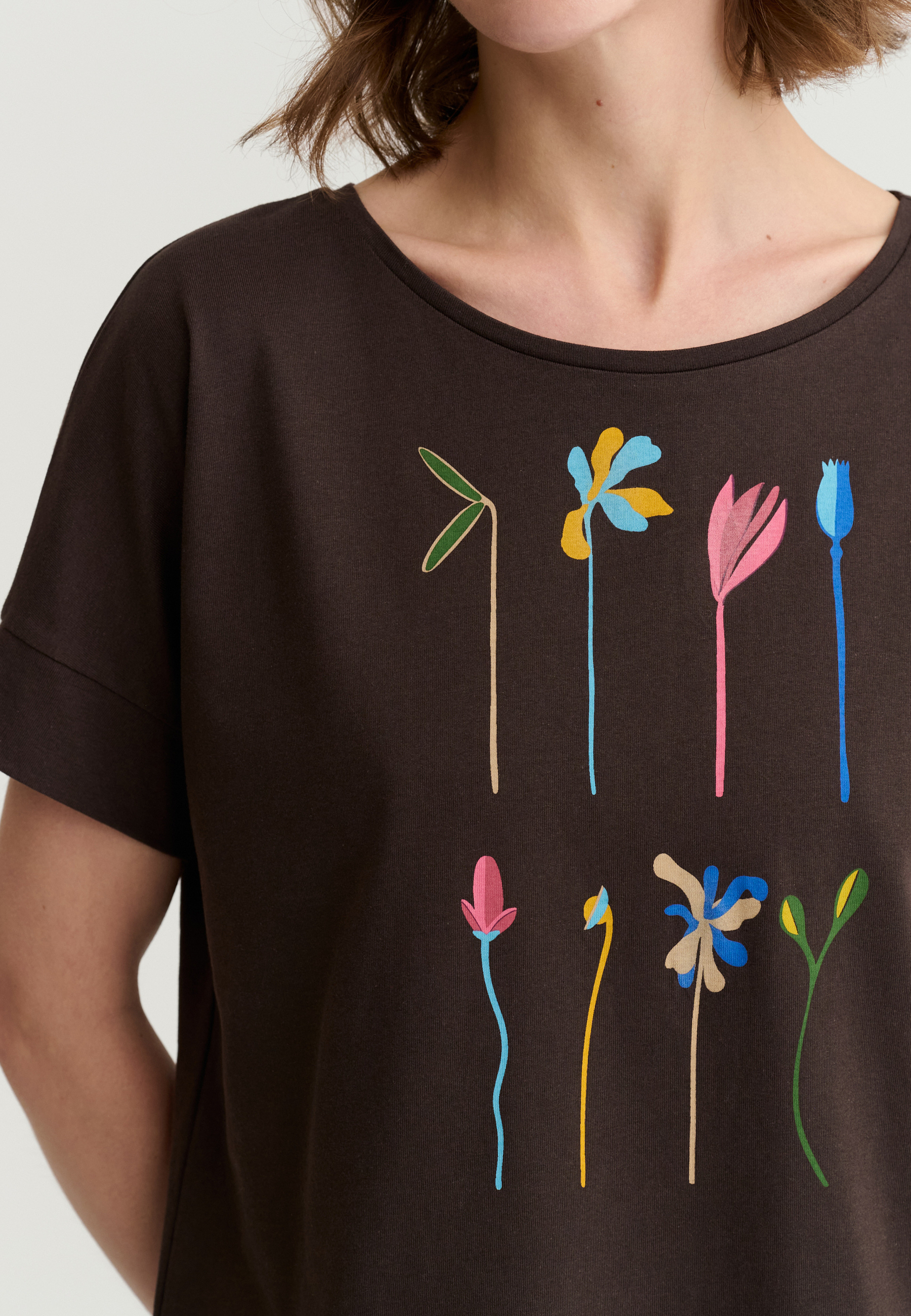 BAWEŁNIANY T-SHIRT Z NADRUKIEM - MONKI