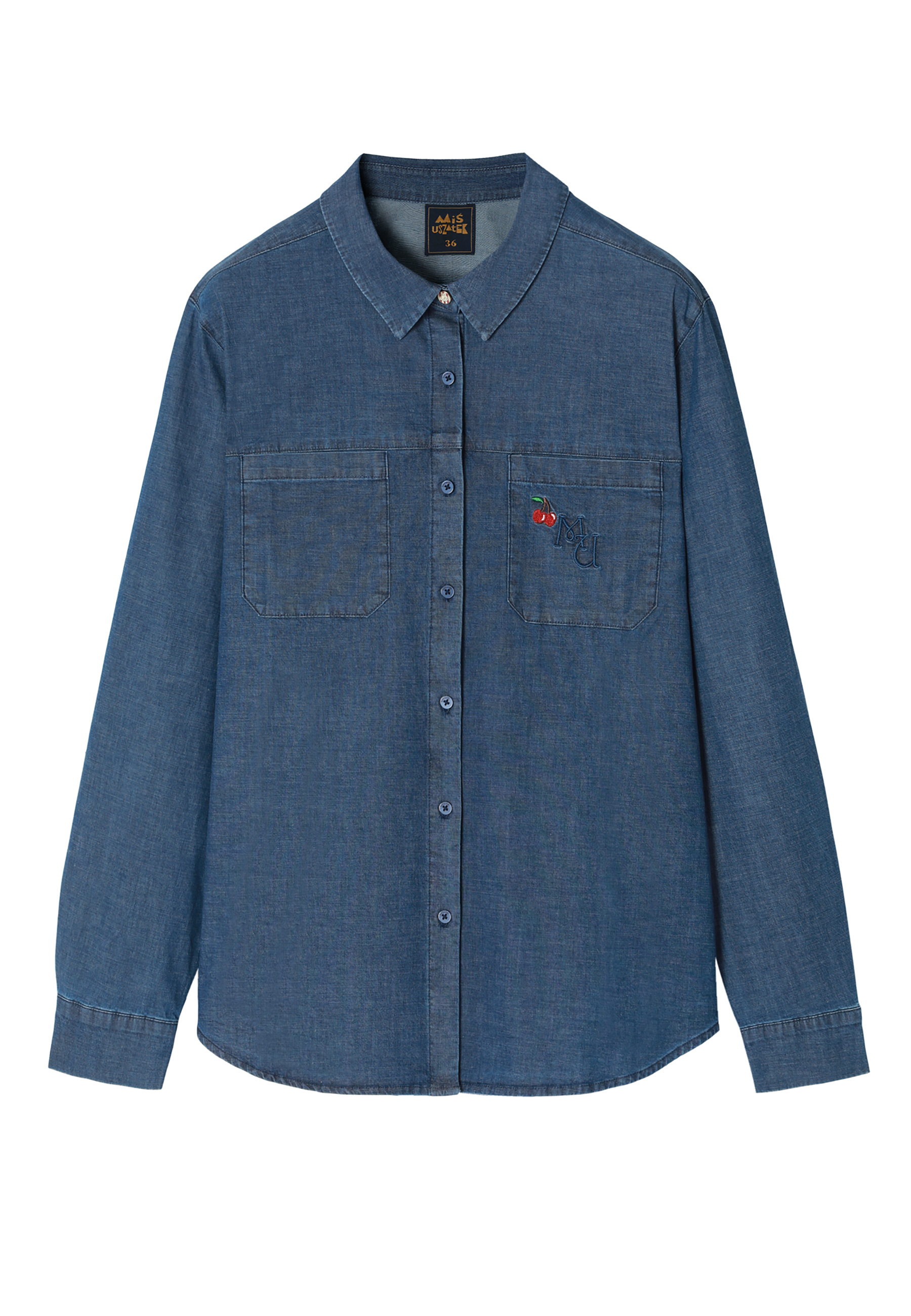 CĂMAȘĂ DE DAMĂ, DIN DENIM, CU PETICE CU MOTIVUL URSULEȚULUI DE PLUȘ - MISIA 1 ALBASTRU 2