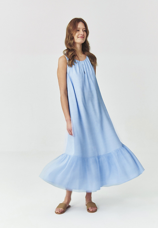FLARED DRESS WITH LINEN - ESTELLA FLARED DRESS WITH LINEN - ESTELLA NIEBIESKI 6