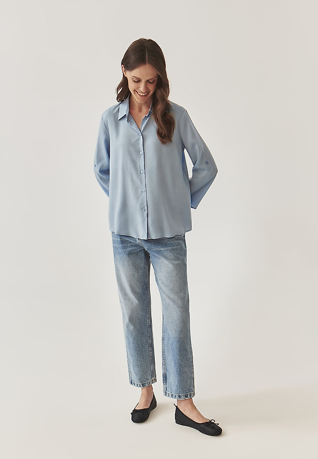 LADIES’ SHIRT WITH ROLLED-UP SLEEVES - ISLA LADIES’ SHIRT WITH ROLLED-UP SLEEVES - ISLA NIEBIESKI 3