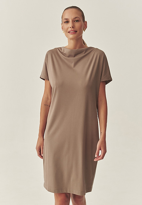LADIES’ KNIT DRESS WITH WATER NECKLINE - ZORIMAX BEIGE 2