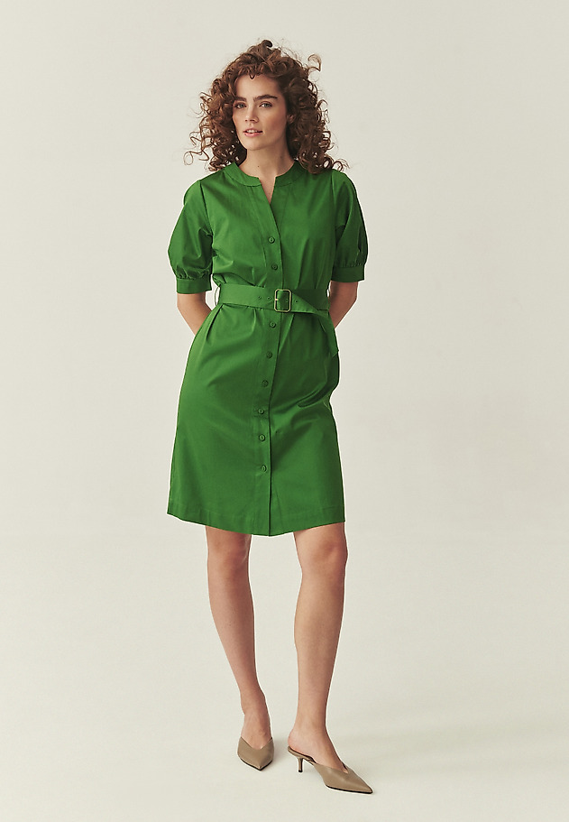 COTTON DRESS WITH BELT - TABATA color GREEN COTTON DRESS WITH BELT - TABATA color GREEN