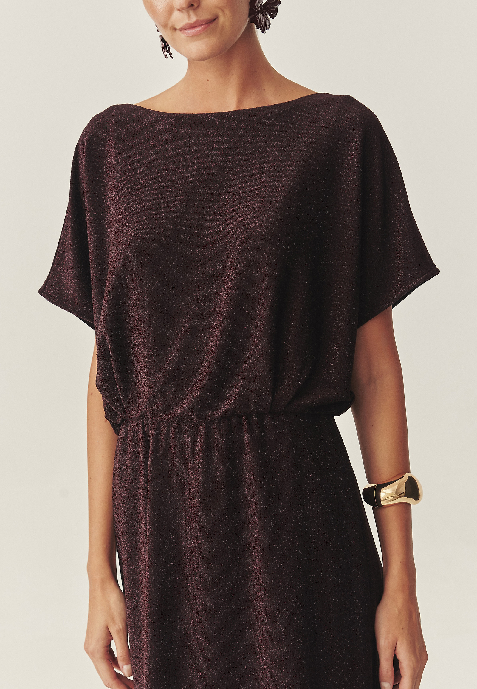 LONG DRESS WITH METALLIC SHINE - KATIE LONG DRESS WITH METALLIC SHINE - KATIE RED 118469